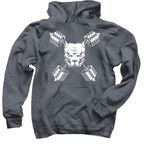 Bam f ur&nbsp; videos, a Dark Heather Pullover Hoodie (back-view)