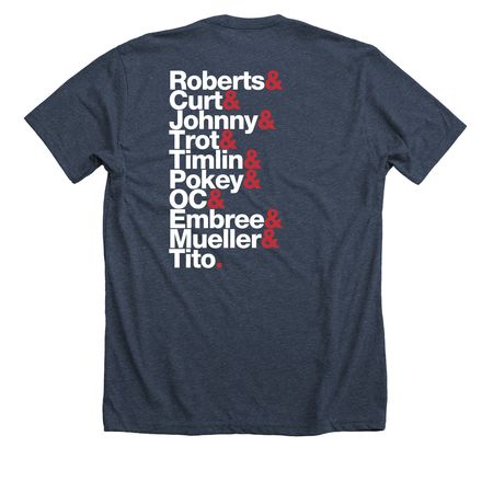 2004 Squad: Two-Sided, a Heather Midnight Navy Premium Unisex Tee (back-view)
