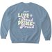 Roxxy Live Loud Collection, a Stone Blue Softstyle Crewneck Sweatshirt (back-view)