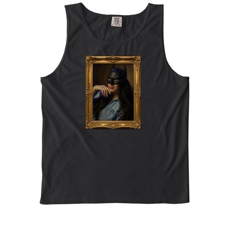 Bat Hal Tank Top, a Black Comfort Colors Tank Top