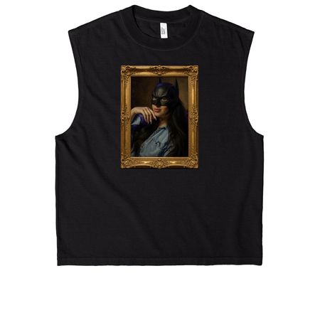 Bat Hal Tank Top, a True Black Heavyweight Garment Dye Muscle Tee