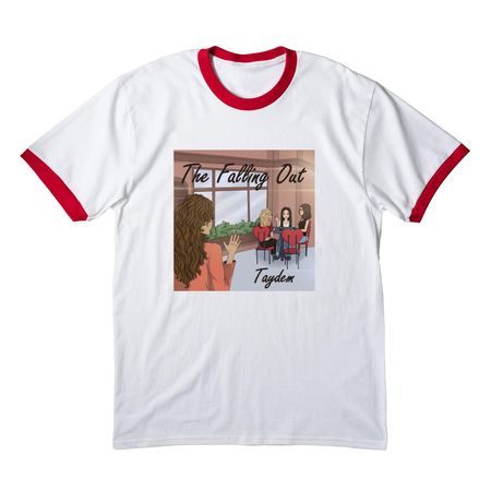 'The Falling Out', a White/ Red Cotton Ringer Tee