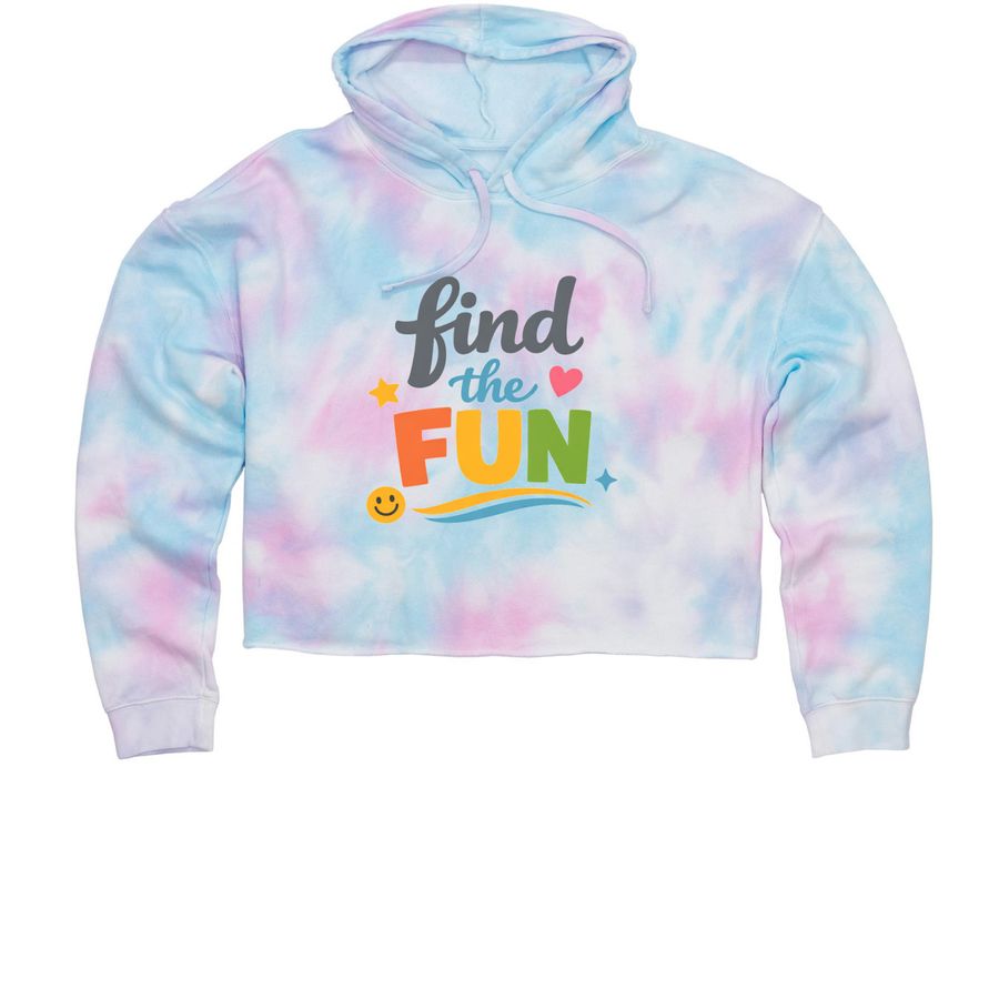 Find the Fun - happy, a Cotton Candy Women?s Tie Dye Cropped Hoodie