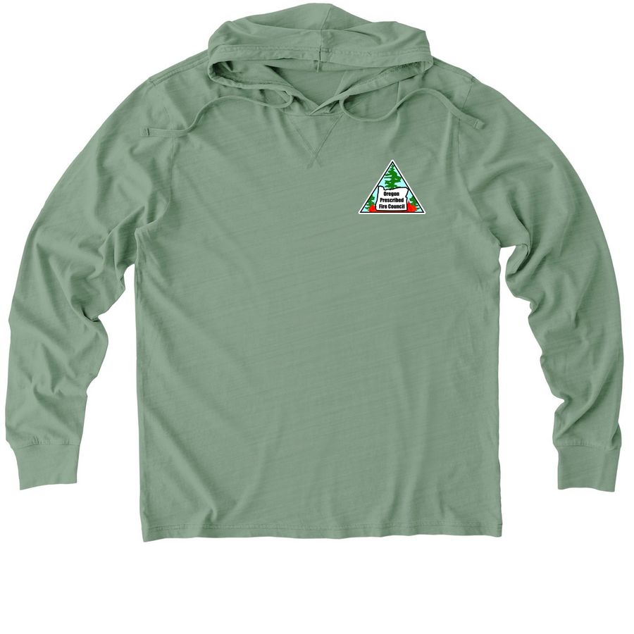 The Oregon Prescribed Fire Council, a Lichen Green Allmade Organic Cotton Mineral Dye Hoodie Tee