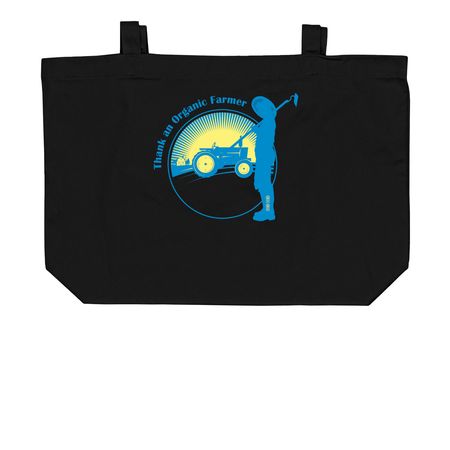 Thank an Organic Farmer Totes, a Black Large Organic Cotton Tote Bag