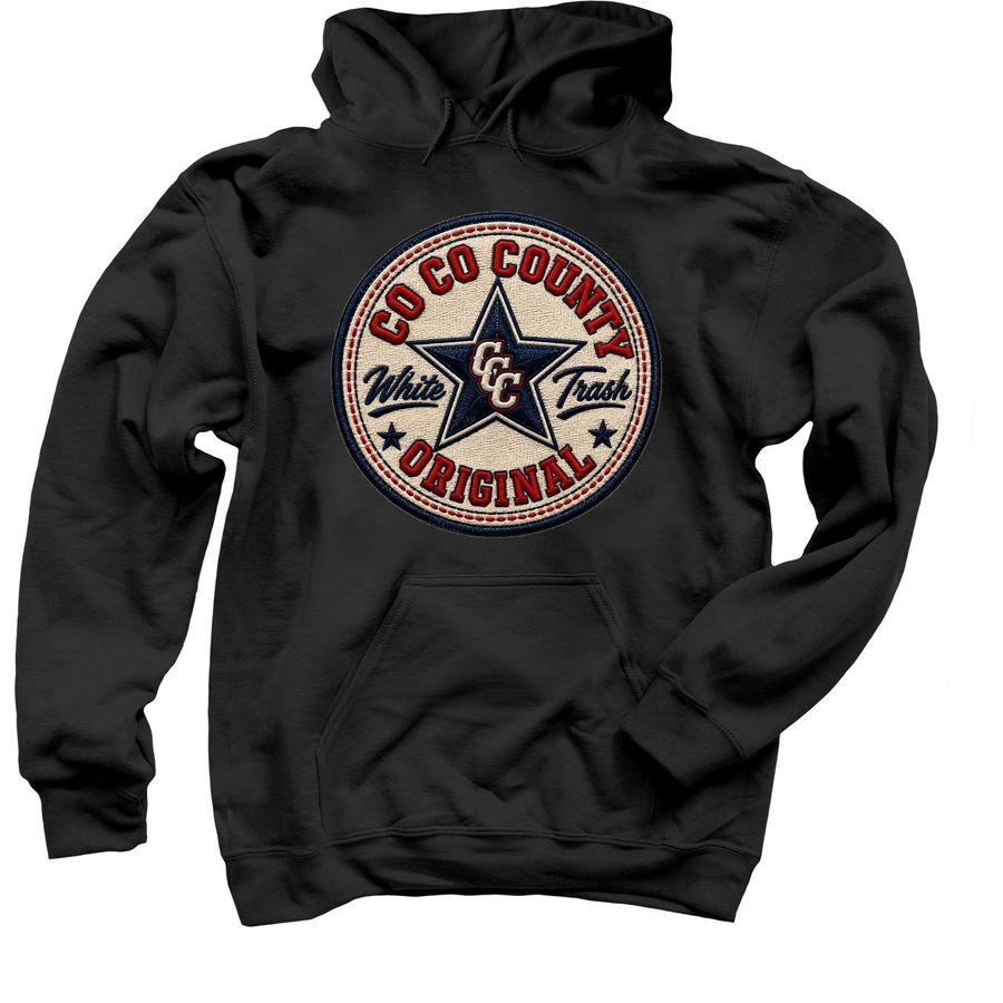 Co Co County Original ? White Trash Hoodie, a Black Pullover Hoodie