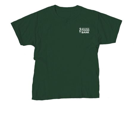 God's Pantry Food Bank&nbsp; Mini logo, a Forest Green Youth Unisex Tee