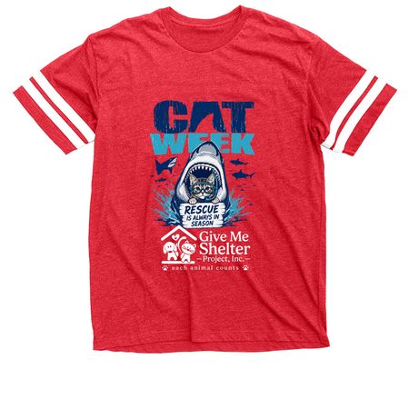 Shark Week with GMSP - 1, a Vintage Red / White Football Jersey Tee