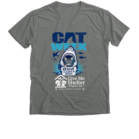 Shark Week with GMSP - 1, a Deep Heather Premium V-Neck Tee