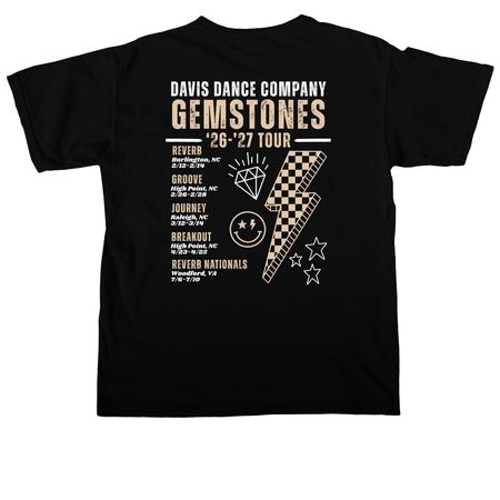 Gemstones Tour Tee, a Black Comfort Colors Unisex Tee (back-view)