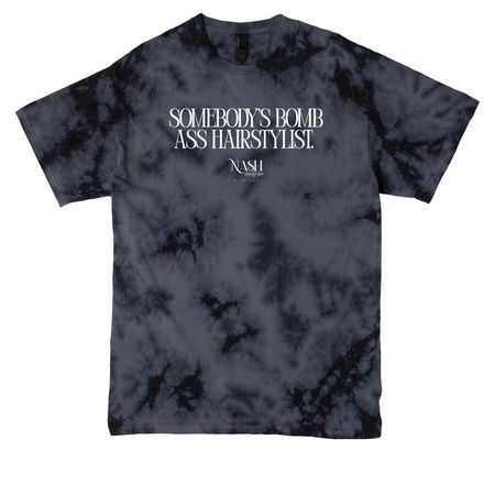 Bomb Ass Stylist #2, a Black Crystal Tie Dye Tee