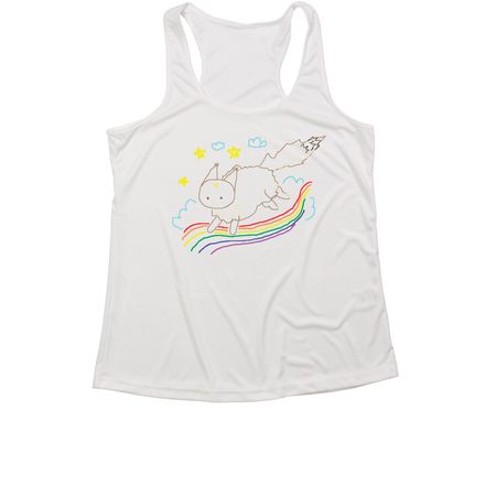 Rainbow Bearcat, a White Women's Performance Tank