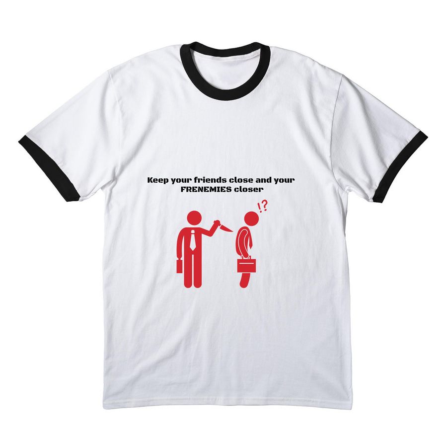 "Frenemies" Tee&nbsp;, a White/ Jet Black Cotton Ringer Tee