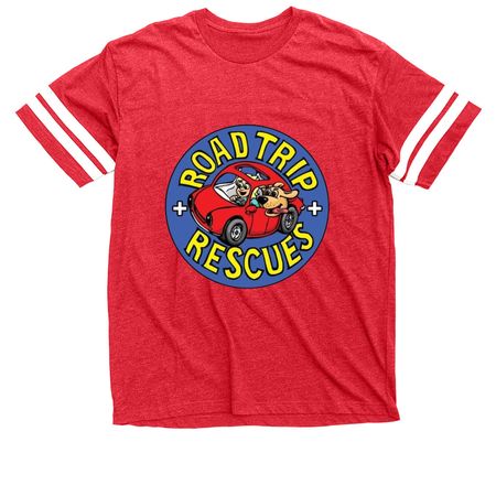 Road, White and AROO! RTR Summer Fundraiser, a Vintage Red / White Football Jersey Tee