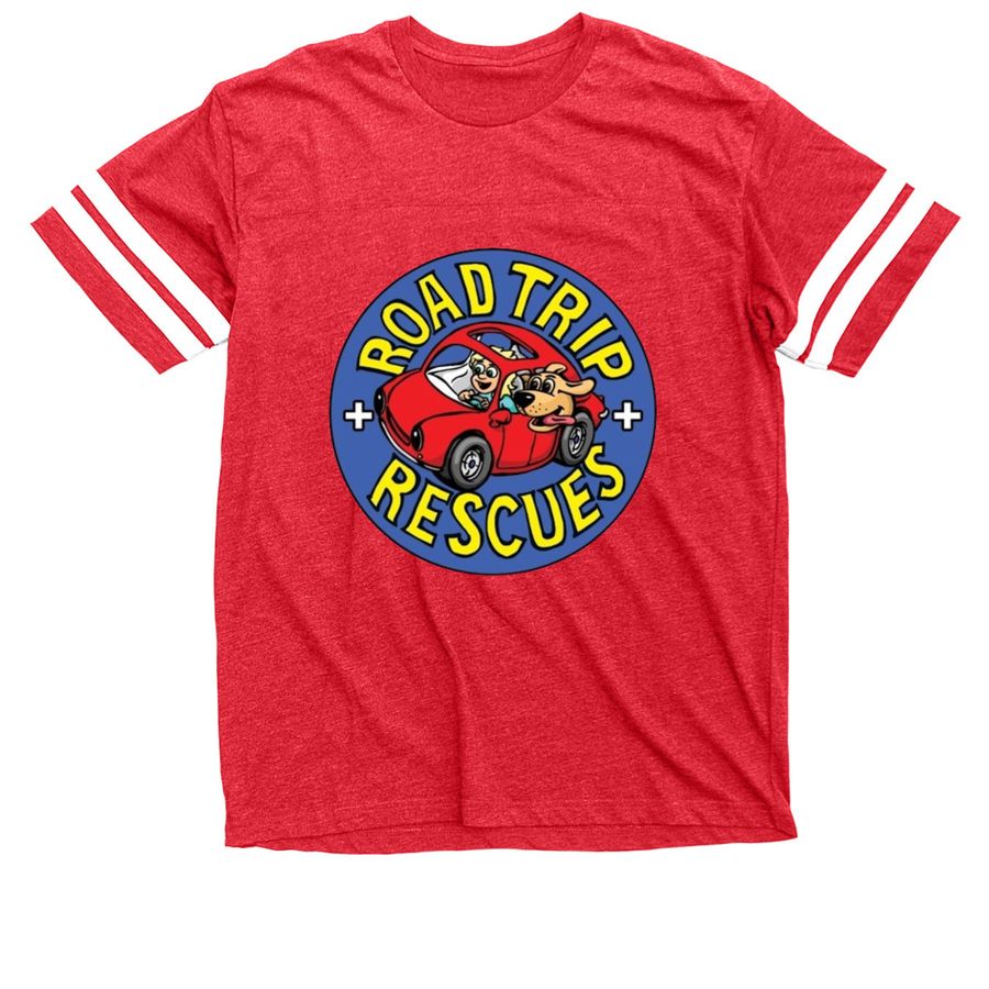 Road, White and AROO! RTR Summer Fundraiser, a Vintage Red / White Football Jersey Tee