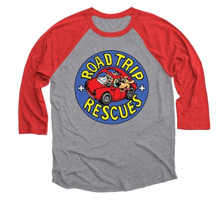 Road, White and AROO! RTR Summer Fundraiser, a Red and Premium Heather 3/4 Sleeve Baseball Tee