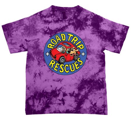 Road, White and AROO! RTR Summer Fundraiser, a Purple Youth Crystal Tie Dye Tee