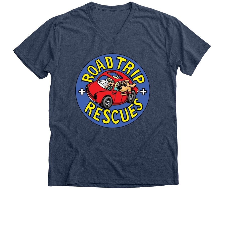 Road, White and AROO! RTR Summer Fundraiser, a Heather Navy Premium V-Neck Tee