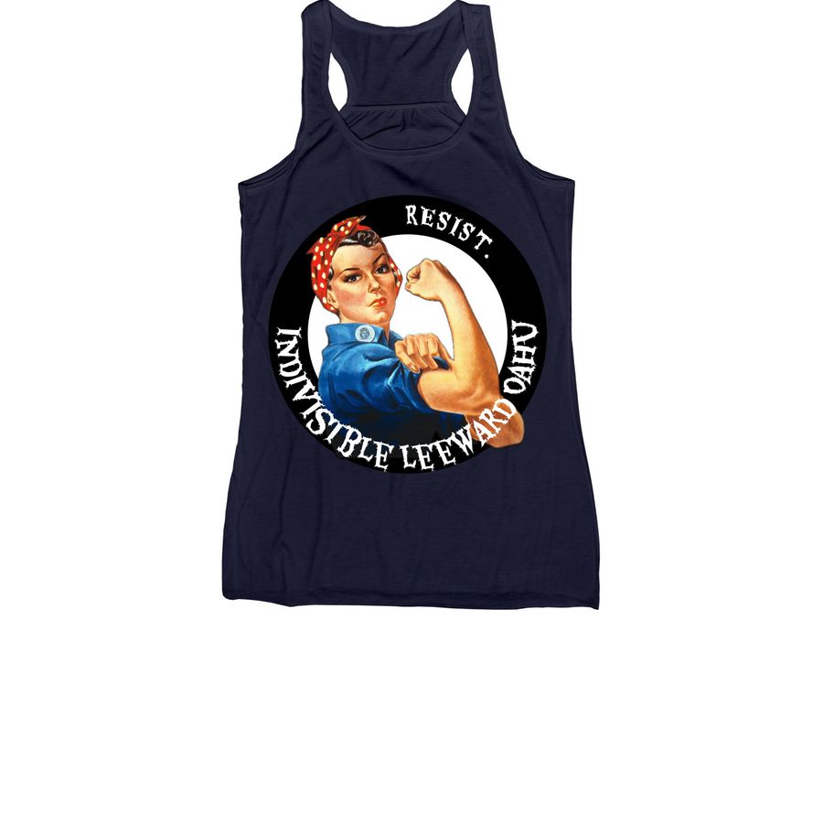 Indivisible Leeward Oahu Supporter Merch, a Navy Women's Racerback