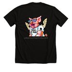 UO Grey Logo/ Pump N Run on back, a Solid Black Blend Premium Unisex Tee (back-view)