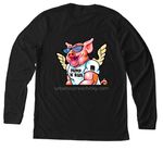 UO Grey Logo/ Pump N Run on back, a Solid Black Blend Premium Long Sleeve Tee (back-view)