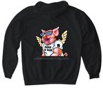 UO Grey Logo/ Pump N Run on back, a Black Gildan Softstyle Pullover Hoodie (back-view)