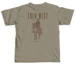 Eden West Rodeo, a Sandstone Comfort Colors Unisex Tee (back-view)