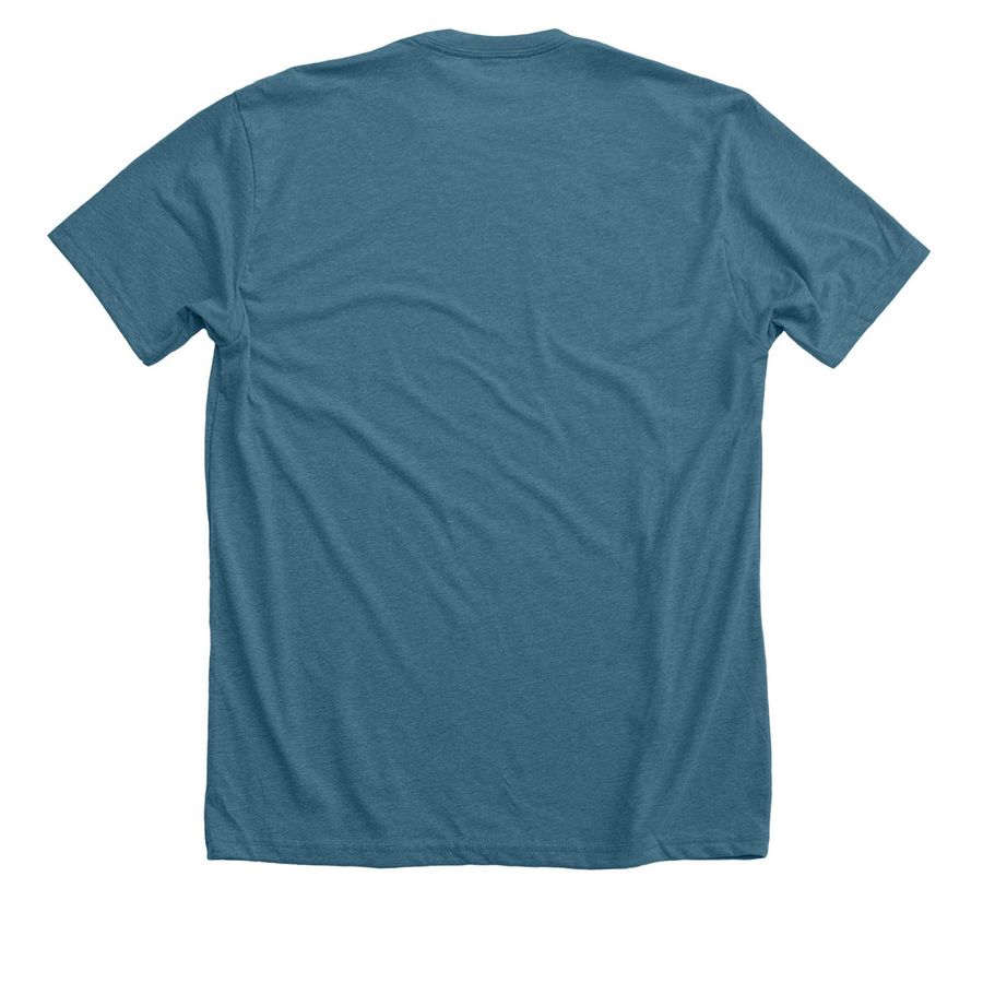 Transform Advocacy. Reclaim Justice., a Heather Deep Teal Premium Unisex Tee (back-view)