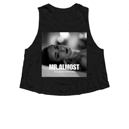 Mr.Almost, a Solid Black Blend Women?s Cropped Racerback Tank