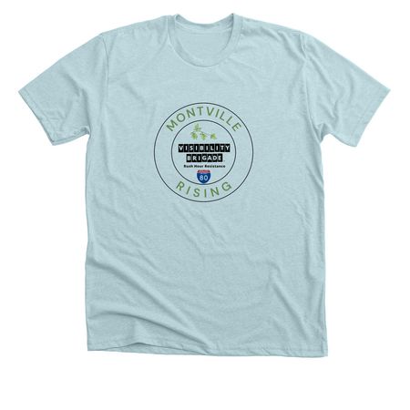 "BE BRAVE WITH US" Apparel, a Heather Ice Blue Premium Unisex Tee