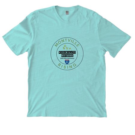 "BE BRAVE WITH US" Apparel, a Saltwater Blue Allmade Organic Cotton Mineral Dye Tee