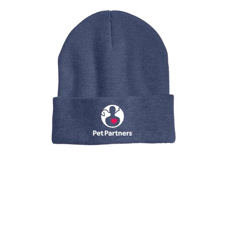 Pet Partners Beanie, a Heather Navy Printed Cuffed Beanie