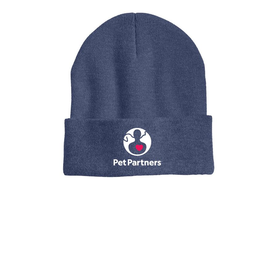 Pet Partners Beanie, a Heather Navy Printed Cuffed Beanie