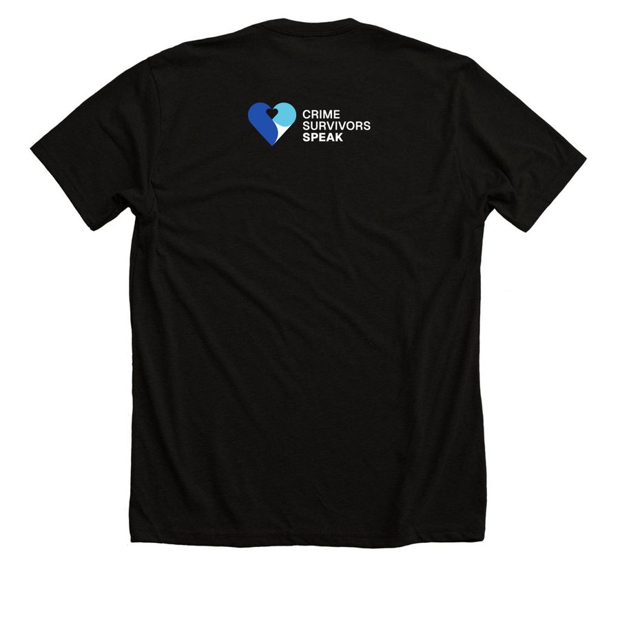 When Survivors Speak, Change Happens, a Solid Black Blend Premium Unisex Tee (back-view)