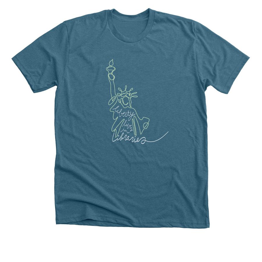 We the Readers - Liberty, a Heather Deep Teal Premium Unisex Tee