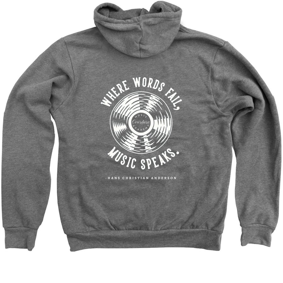 Overture Music Academy Zip Up Hoodie, a Deep Heather Zip Up Hoodie (back-view)