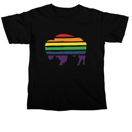Rainbow Bison, a Black Comfort Colors Unisex Tee
