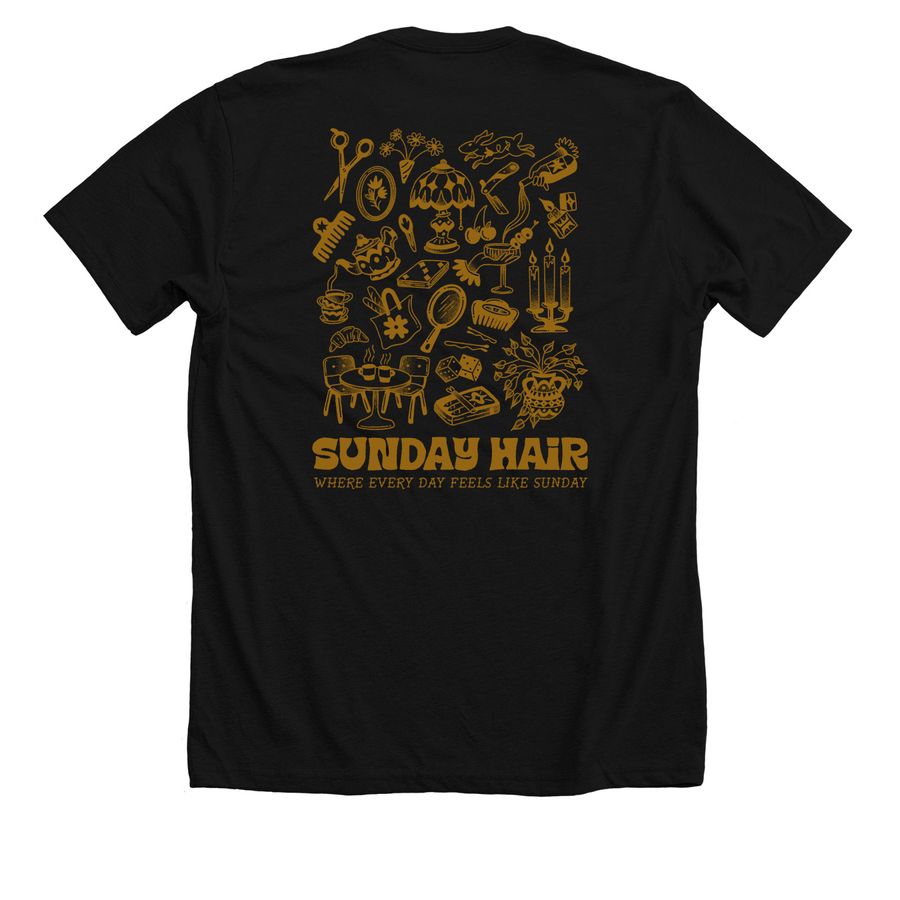 Sunday Hair Studio, a Solid Black Blend Premium Unisex Tee (back-view)