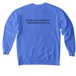 SPCR 2026 Shirts and Sweatshirts, a Flo Blue Comfort Colors Crewneck Sweatshirt (back-view)
