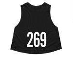 Dark color Shirt, a Solid Black Blend Women?s Cropped Racerback Tank (back-view)