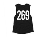 Dark color Shirt, a Black Women's Muscle Tank (back-view)