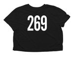 Dark color Shirt, a Black Women?s Flowy Cropped Tee (back-view)