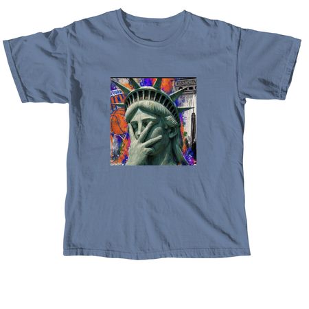 State of liberty throwing 3s for win the Ship, a Blue Jean Comfort Colors Unisex Tee