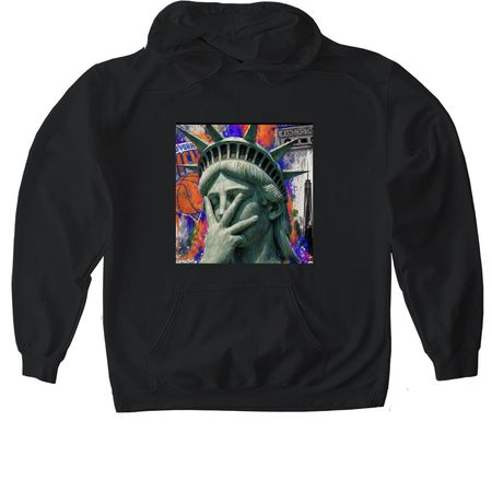 State of liberty throwing 3s for win the Ship, a Black Gildan Softstyle Pullover Hoodie