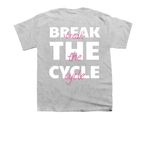 Break The Cycle (Pink Words), a Sport Grey Youth Unisex Tee (back-view)