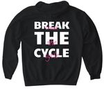 Break The Cycle (Pink Words), a Black Gildan Softstyle Pullover Hoodie (back-view)