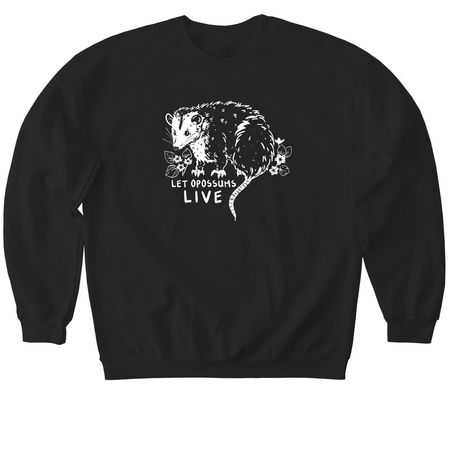 Let Opossums Live, a Black Softstyle Crewneck Sweatshirt