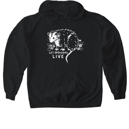 Let Opossums Live, a Black Gildan Softstyle Pullover Hoodie