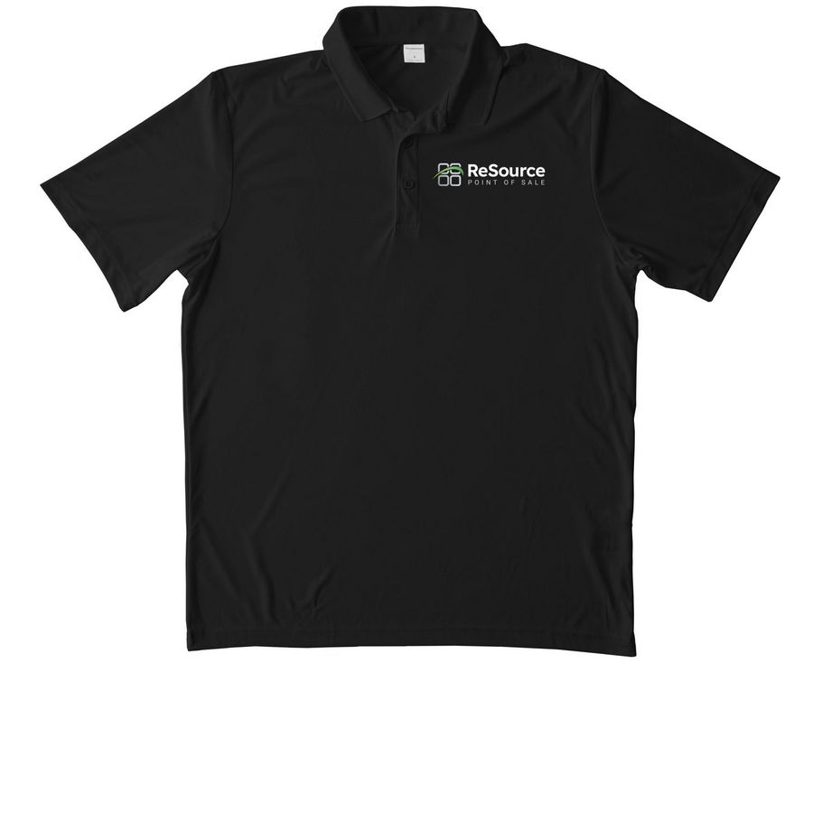 ReSource Point of Sale Apparel, a Black Unisex Performance Polo