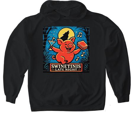 Swinetinis late Night Tee, a Black Gildan Softstyle Pullover Hoodie